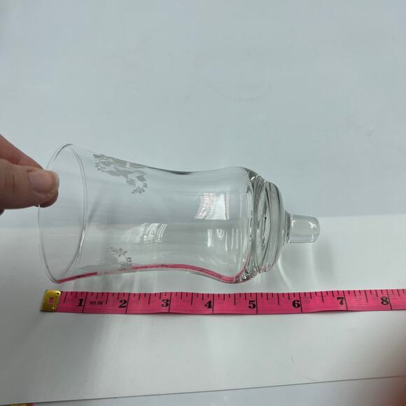 Vintage Homco Clear Glass Candelabra Cup Floral & Hummingbird Etched Votive - Picture 7 of 9